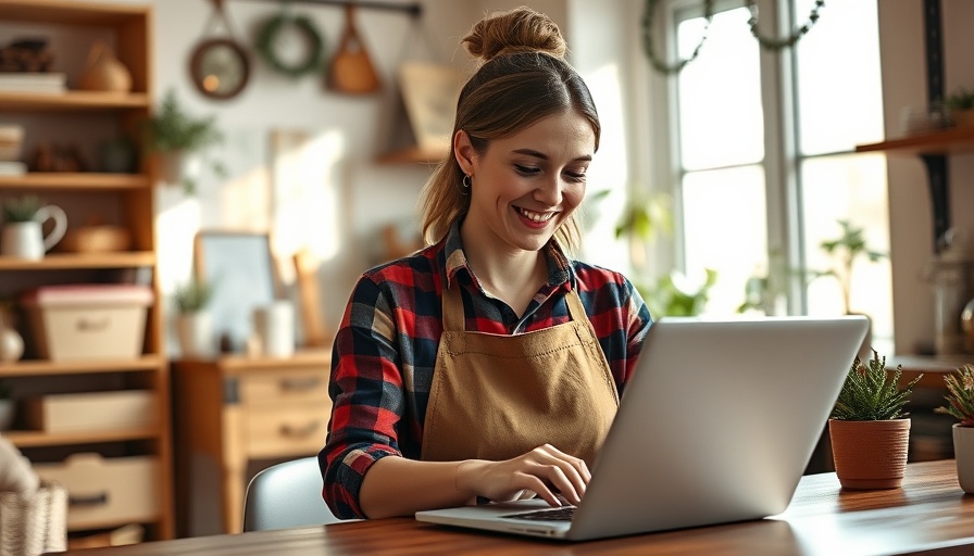 Woman bootstrapping business success from home.