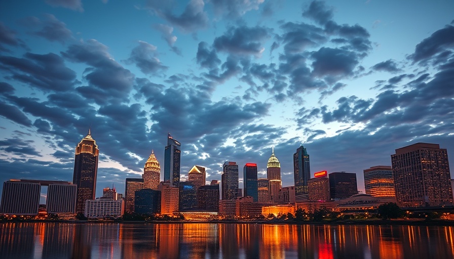 Austin cityscape at dusk with illuminated skyscrapers