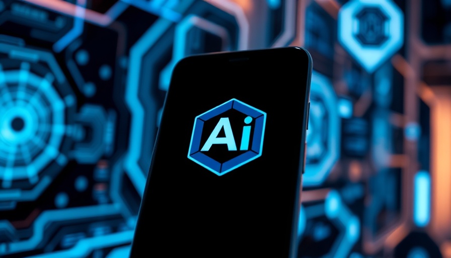 Google AI logo on phone screen with futuristic AI backdrop.