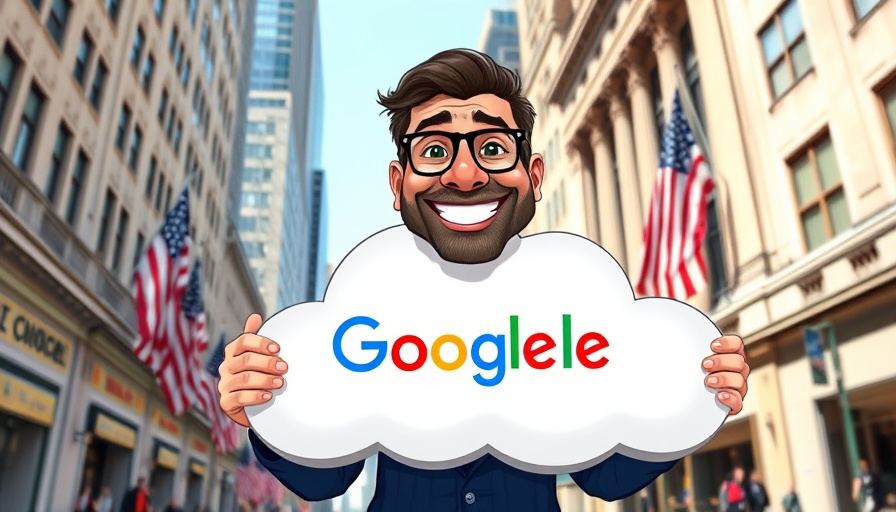 OpenAI Chooses Google Cloud: Cartoon of man with Google Cloud sign on Wall Street.