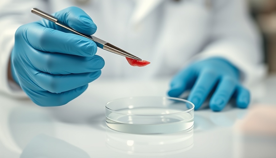 Bioengineered skin tissue for burn treatment on petri dish.