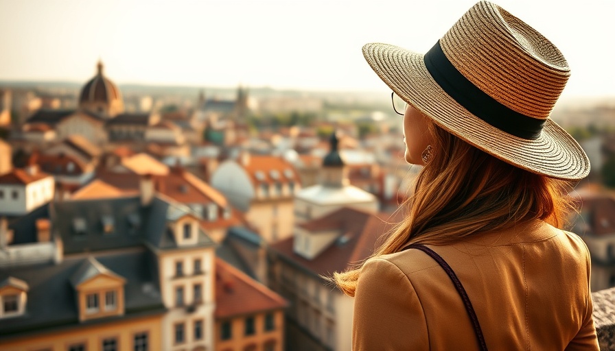 Young woman overlooks a European city at sunset highlighting easy residency countries.