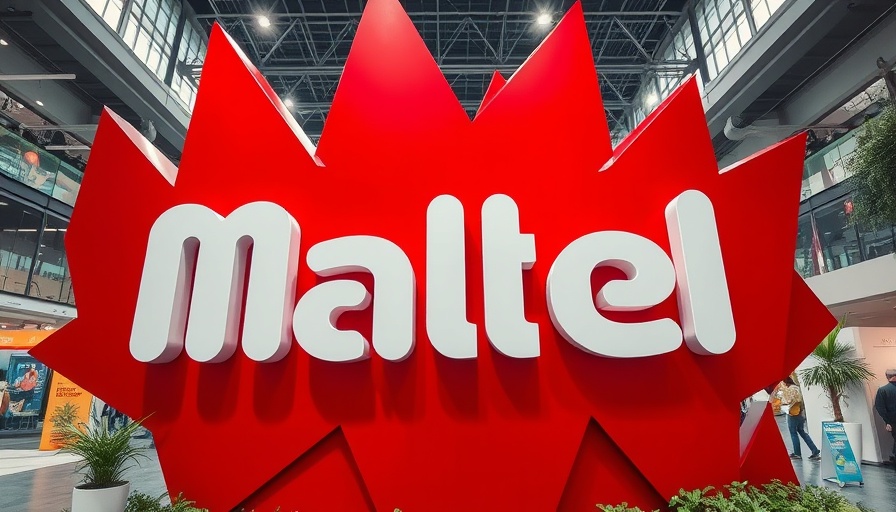 Mattel logo display at exhibition, ChatGPT Barbie AI toys.