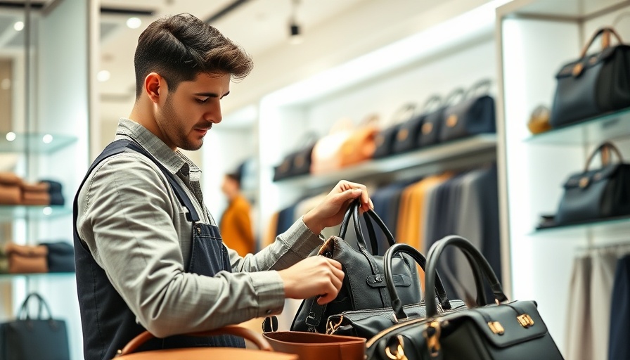 Retail employee organizing handbags in a store showcasing holiday retail sales strategies.