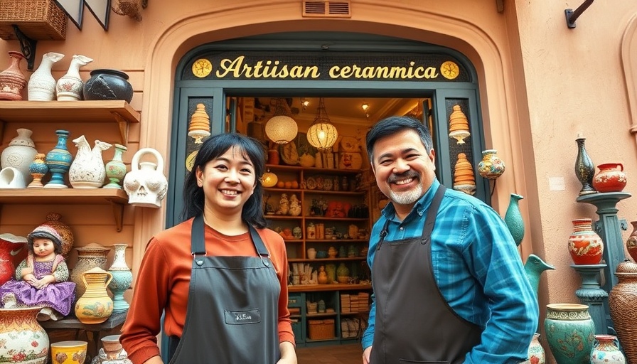 Artisan ceramic shop in Barcelona's Poblenou, vibrant revival.