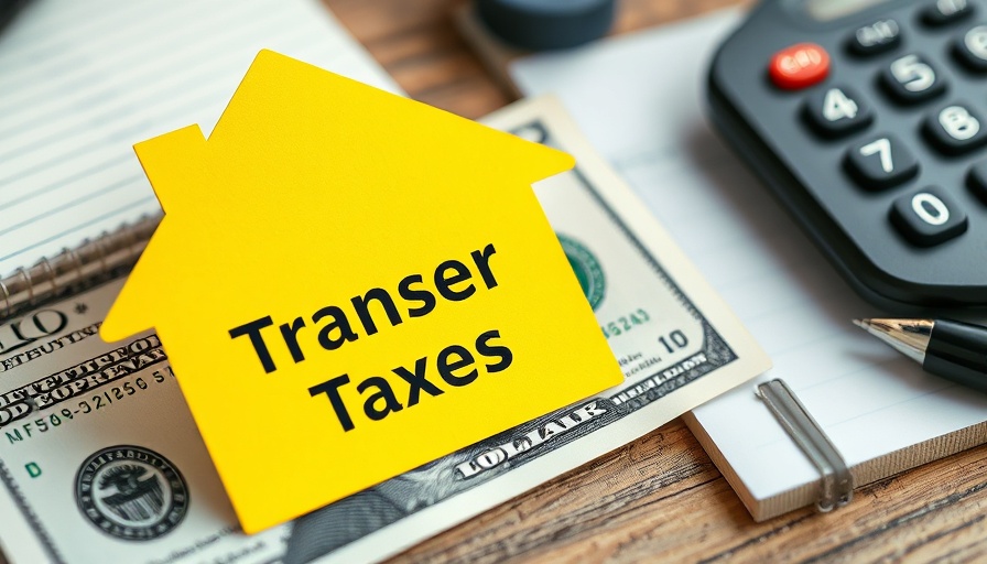 Transfer tax concept with house cutout and money in real estate.