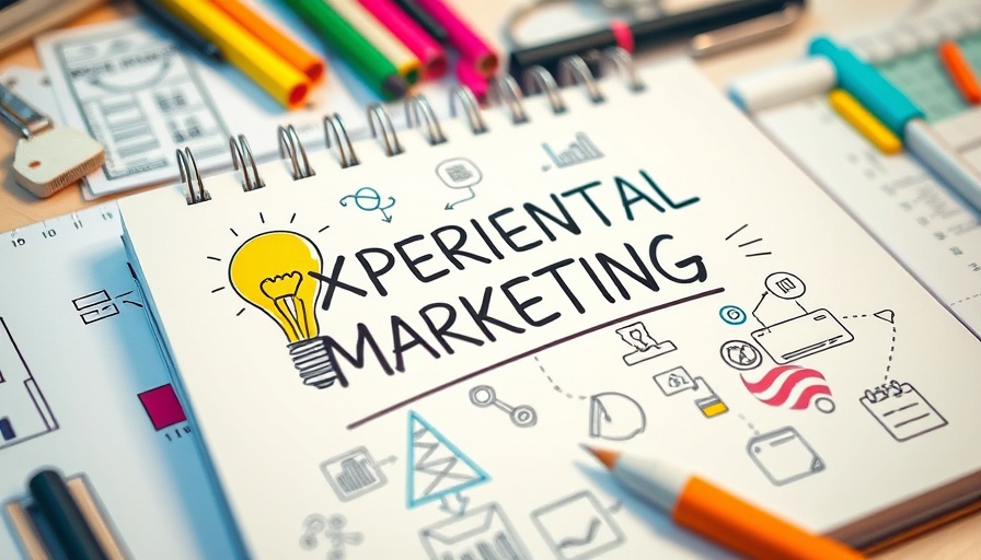 Colorful notebook on experiential marketing with sketches illustrating concepts.