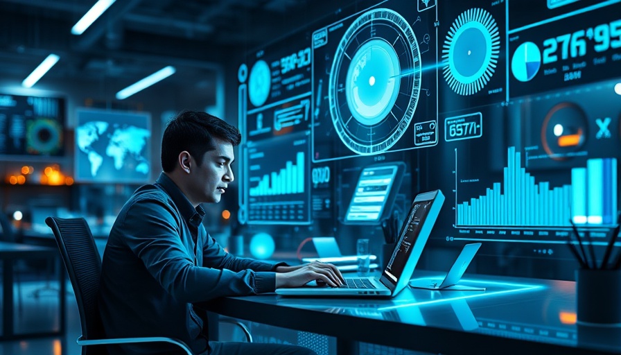 AI assists remote worker with holographic data displays.