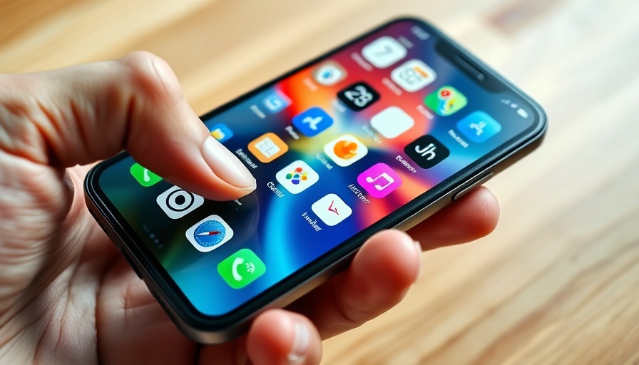 Smartphone display with app icons and widgets.