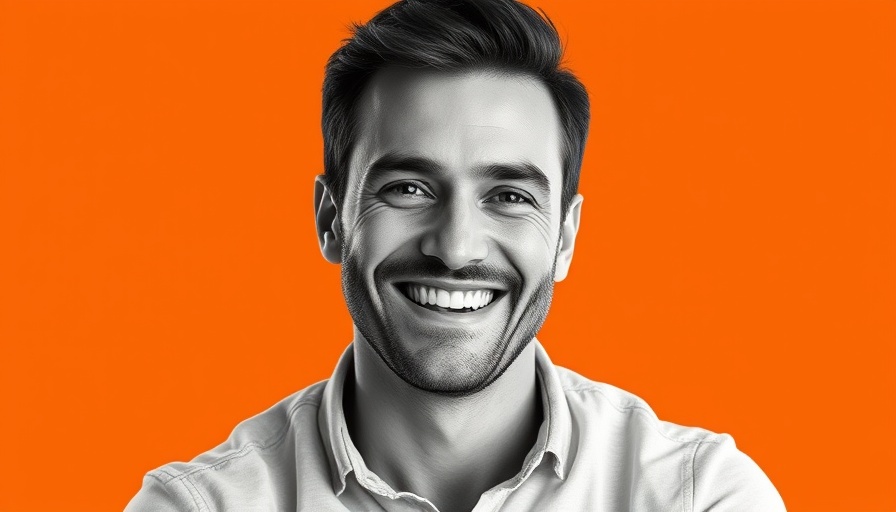 Monochrome portrait against geometric orange background, digital superintelligence concept.