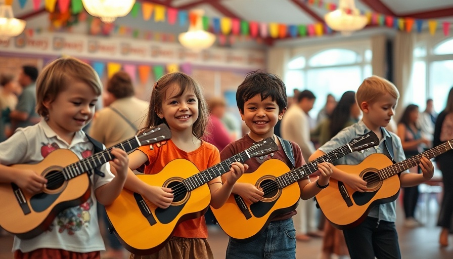 Beat 4 Beat 10th anniversary celebration with kids playing guitars