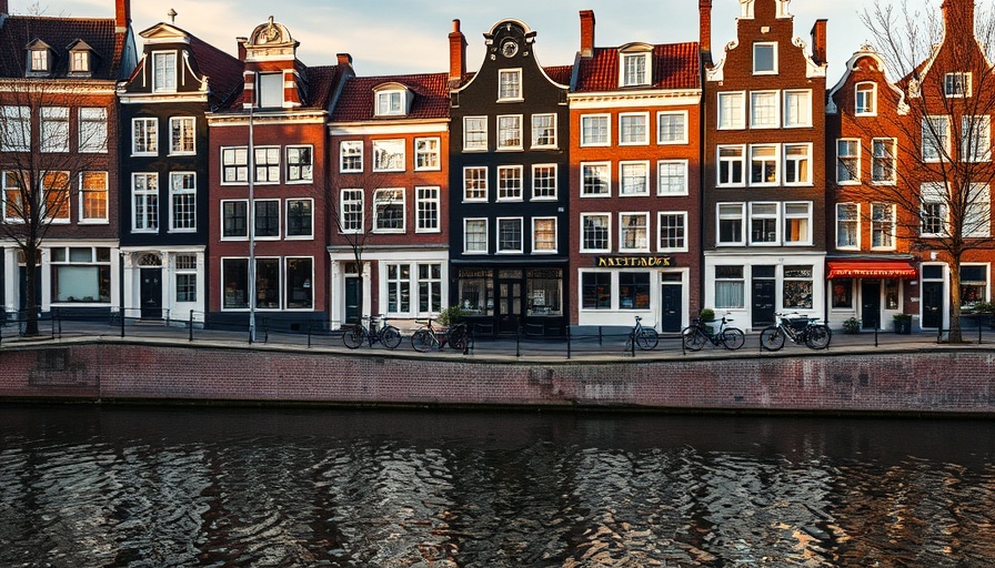 Amsterdam canal houses during 750th anniversary celebrations.