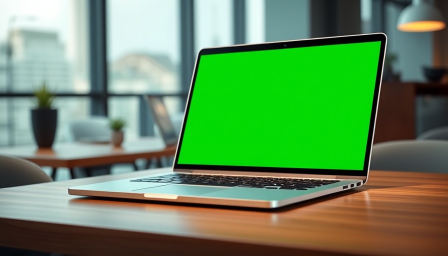 Modern laptop with green screen for Animoto Video Maker