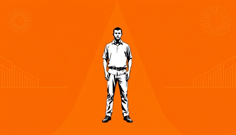 The Future of OpenAI and AGI: digital illustration of a man against an orange patterned background.