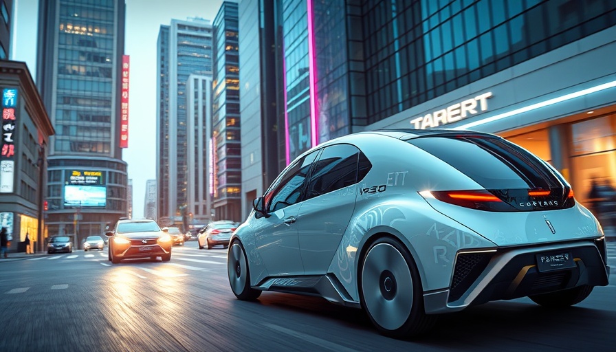 Tesla's Robotaxis futuristic design in cityscape.