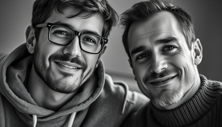 Two men in a monochrome portrait related to OpenAI Jony Ive trademark dispute.