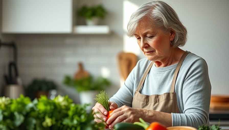 Older woman preparing vegetables in a bright kitchen, Ayurvedic food rules.