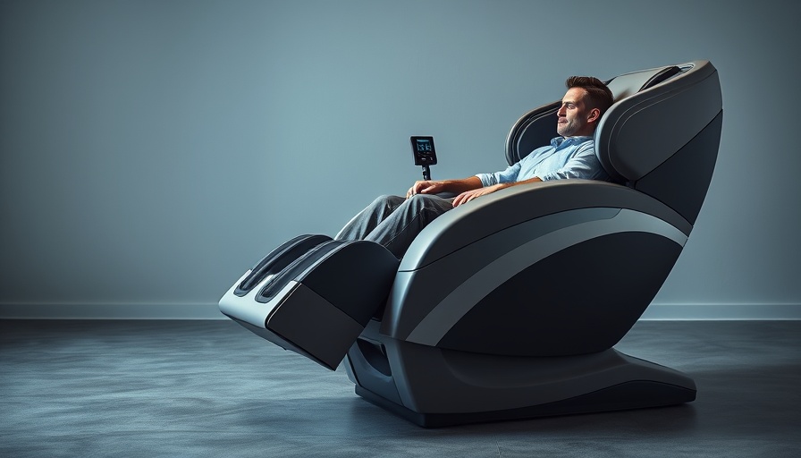 Man relaxing in a Udream Massage Chair, adjusting settings, sleek design.