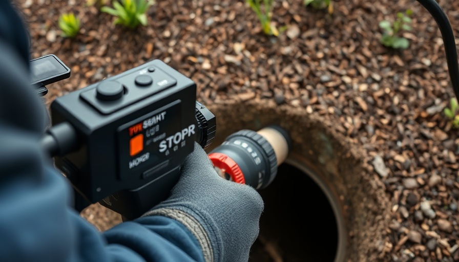 Professional conducting a sewer scope inspection outdoors.