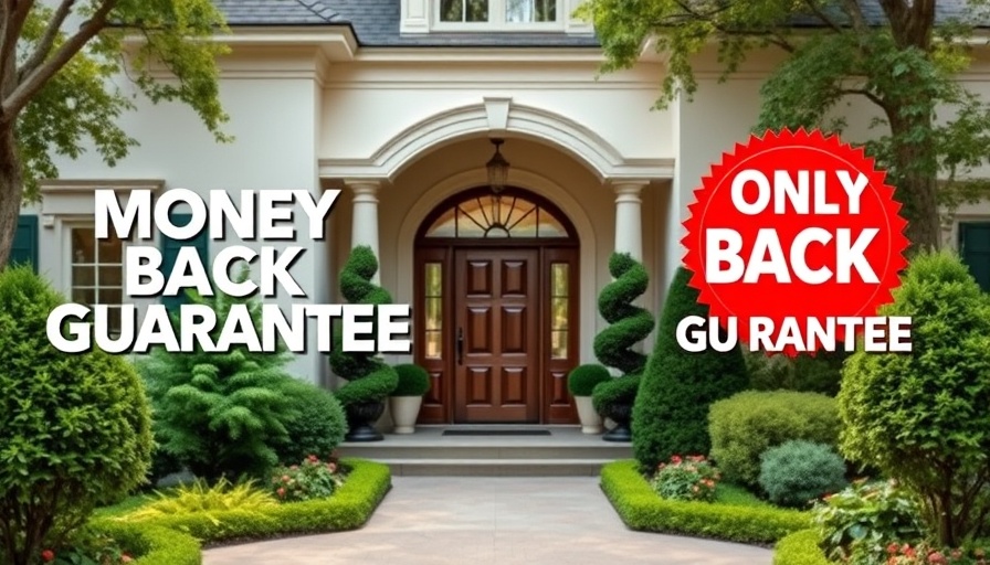100% Money Back Guarantee for Home Buyers banner with elegant home entryway.