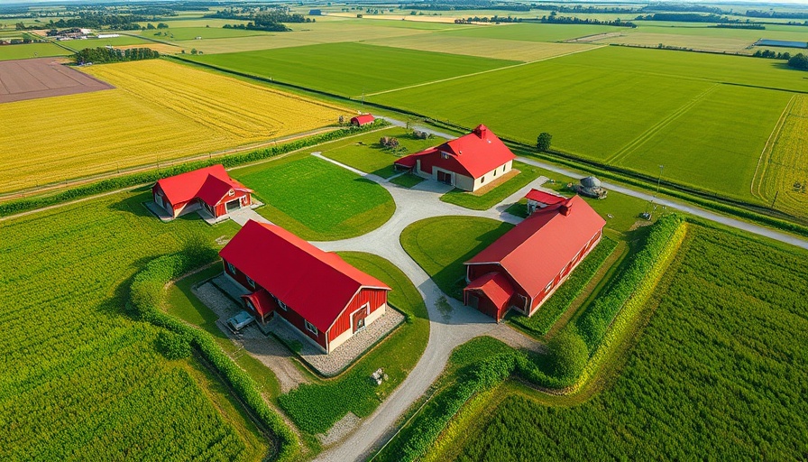 Aerial of modern farm for Transforming Your Farm into a Smart Home.