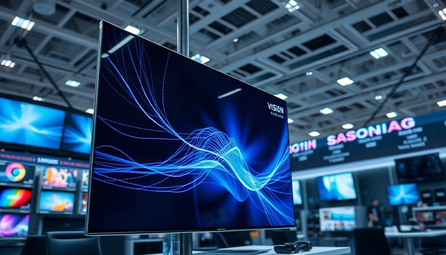 Samsung Vision AI TV display in electronics store, advanced technology.