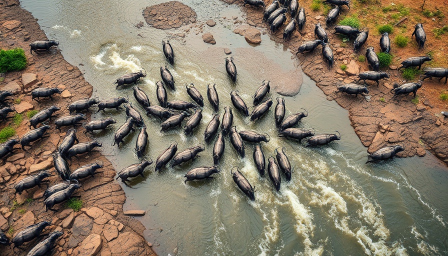 Plan a trip to see Africa's Great Migration with wildebeests crossing a river.