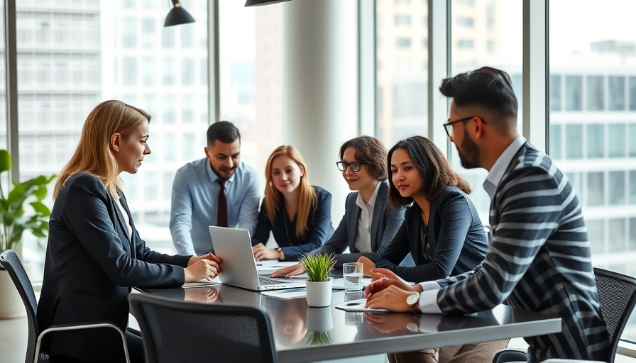 Modern business team in discussion highlighting administrative support systems.