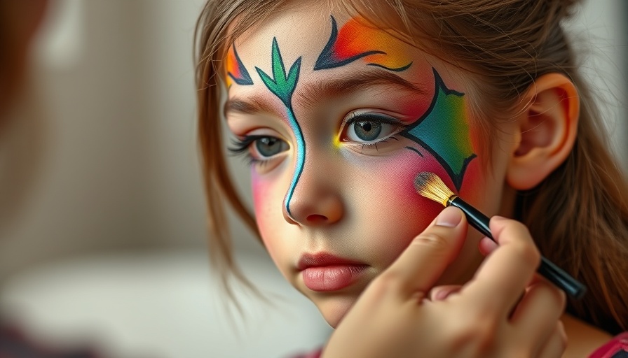 Child's face painting session at paint and sip event