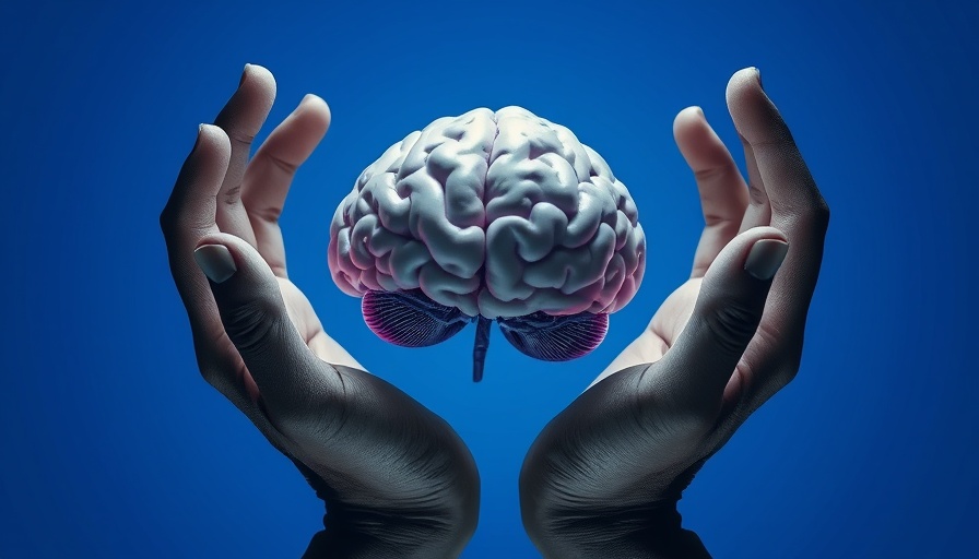 Surreal artwork depicting an abstract brain between hands; AI tools for daily accountability.