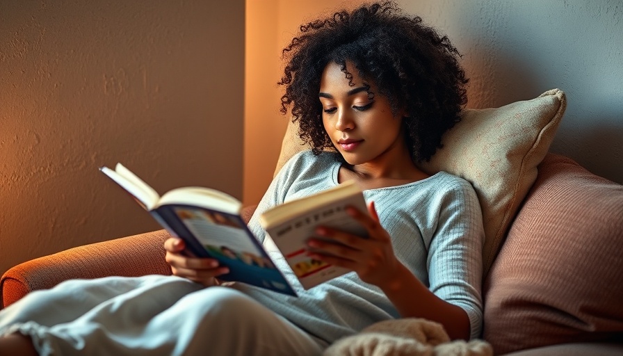 Young woman reading on a sofa; B vitamins for brain health theme.