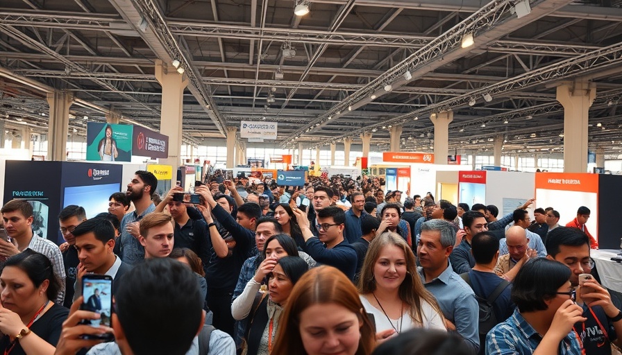 Crowd capturing moments at IECSC 2025 expo, lively atmosphere.