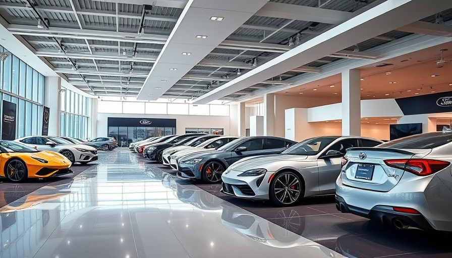 Modern car showroom illustrating car sales cooling in June.