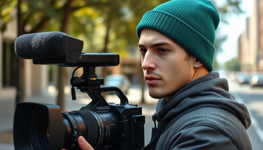 Young man turning passion into business with a camera outdoors.