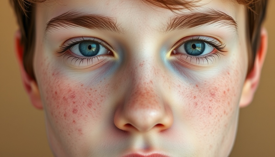 Close-up of young person's cheek with acne showing skin condition.