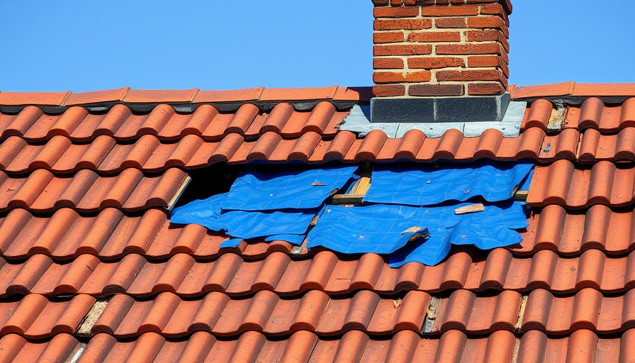 New Orleans roof protection - damaged tile roof with chimney