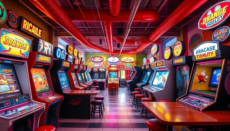 Chuck E. Cheese adult arcade featuring retro games and vibrant decor.