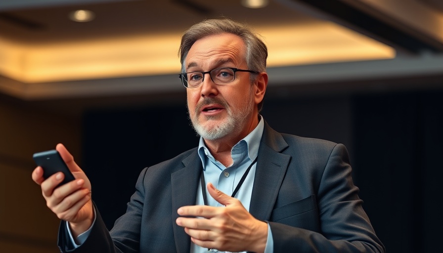 Middle-aged man speaking passionately, highlighting AI job market transformation.