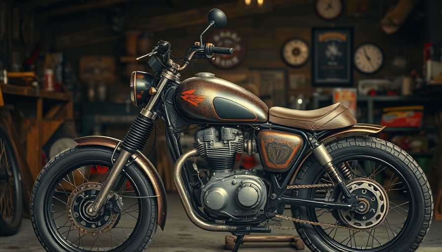 Vintage motorcycle in Haywood County museum display with rustic background.