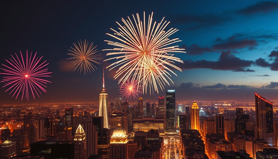 Colorful fireworks over cityscape depicting Chinese investment.