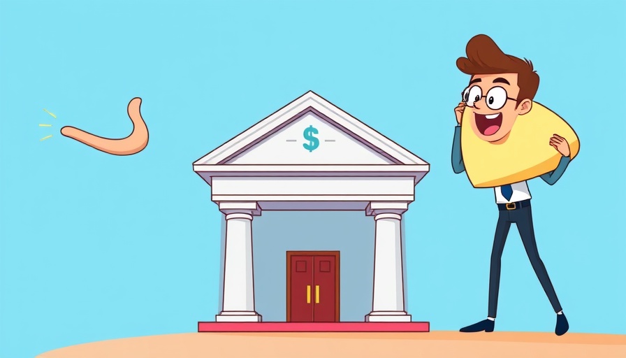 Illustration of small business credit tightening concept with bank and money.