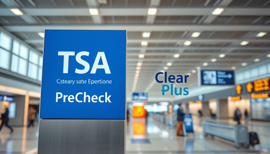 TSA PreCheck and Clear Plus sign at airport terminal entrance