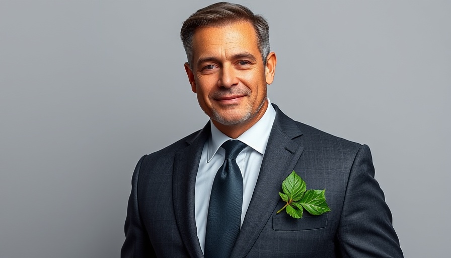 Businessman with leaf in pocket, symbolizing small businesses and circular economy.