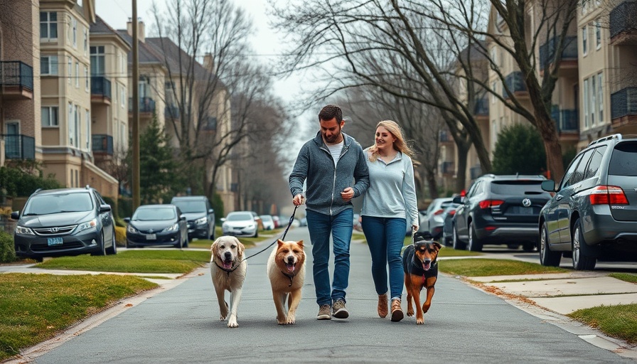 Couple walking dogs near pet-friendly rentals in Austin.