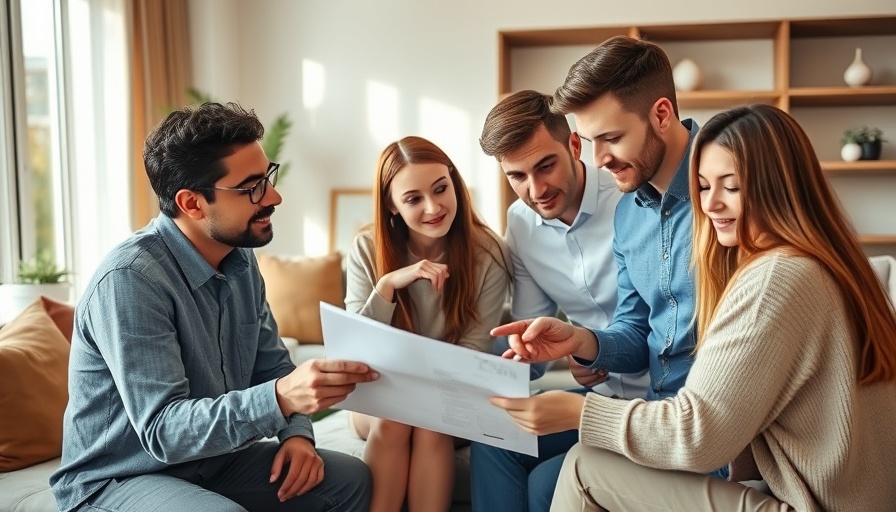 Diverse group evaluating documents for choosing the right real estate agent.
