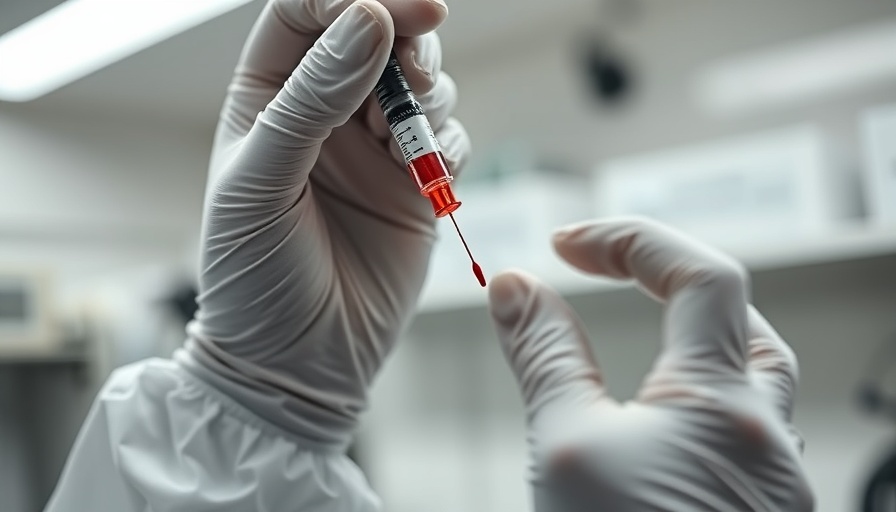 Gloved hands holding a syringe for liquid biopsy RNA modifications.