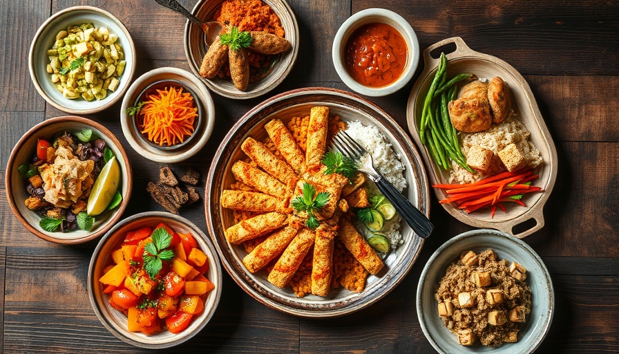 Tempeh dishes on a wooden table in Lombok.