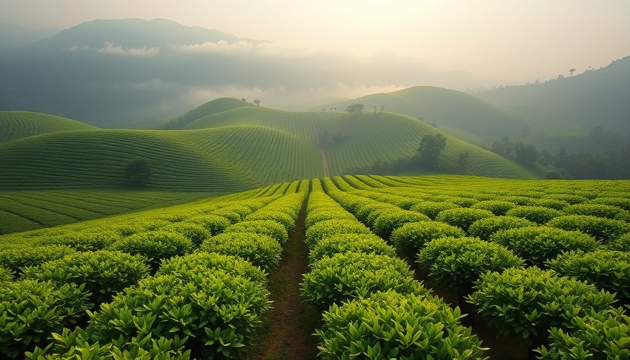 Lush matcha plantation illustrating global matcha shortage.