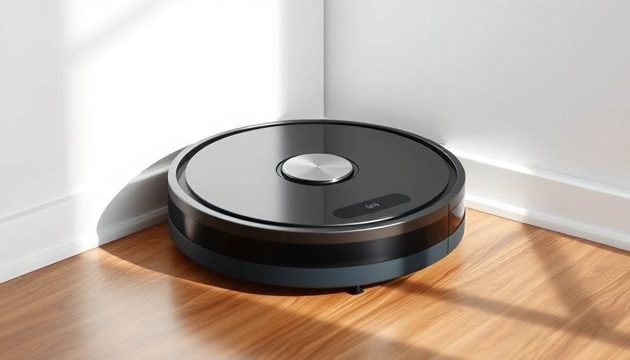 Eufy Omni E28 robot vacuum on wooden floor against white wall.