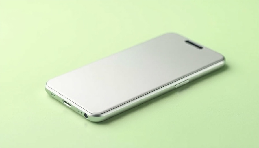 Side profile of sleek smartphone, green background
